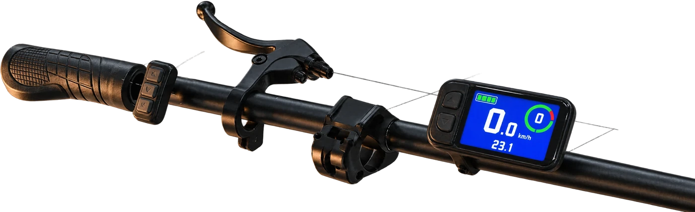 The cockpit separated into display, mounting bracket, grip, brake lever and assist control pad