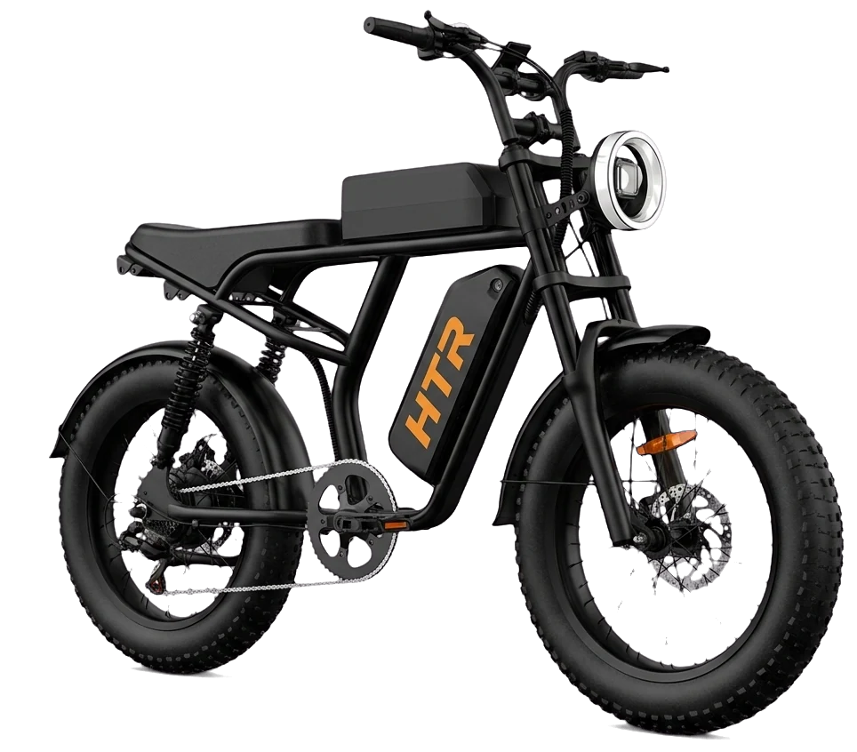The Rover — off-road fat-tyre electric bike, studio three-quarter view